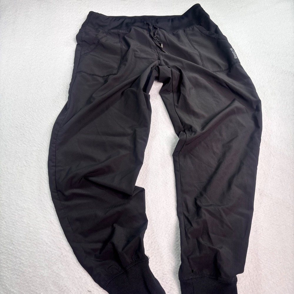 Reebok Black Jogger Pants Mens Large Athletic Track Pants Lightweight Activewear